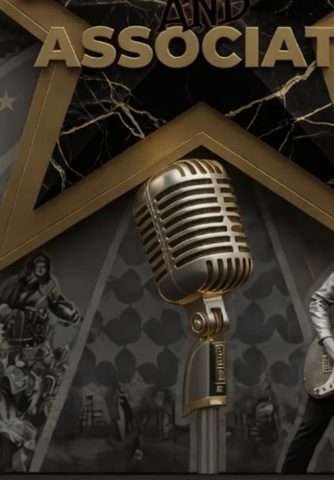 Vintage microphone and rockstar artwork
