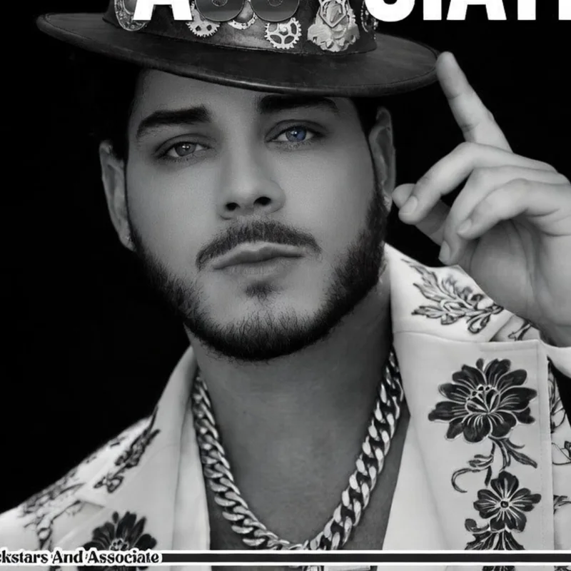 Michael Formica wearing a decorated hat and chain